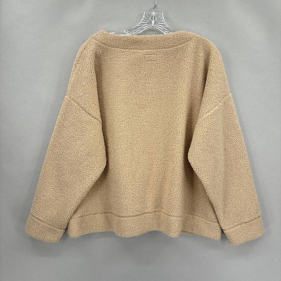 J Crew Vintage Fleece Sweater Womens XXL Tan Sherpa Pullover Cozy Soft NWT - Picture 10 of 11